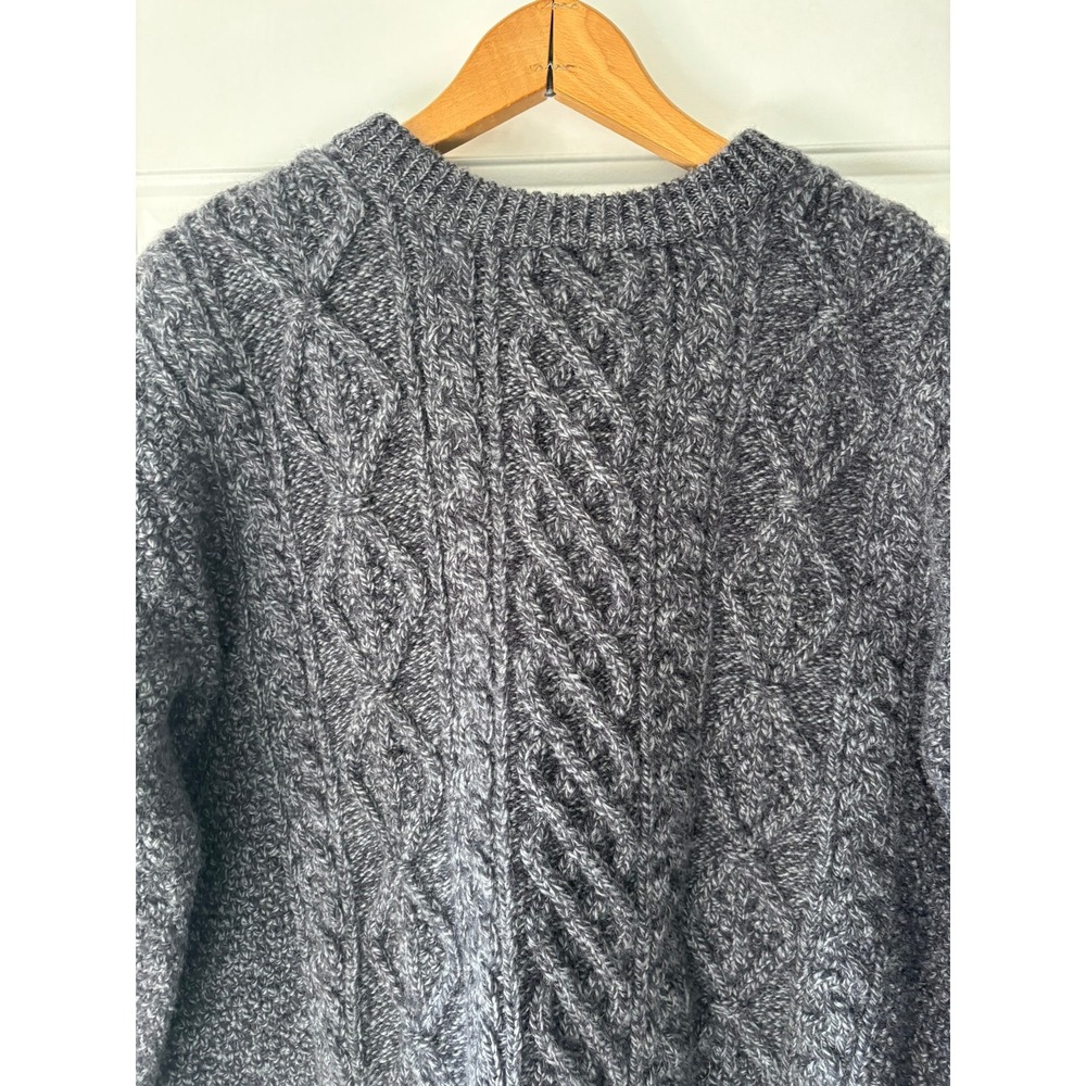 Blarney Woollen Mills Cable Knit Sweater Women L Gray Aran Irish Wool Pullover